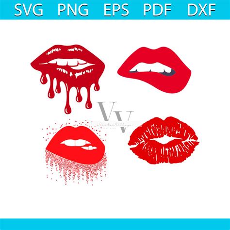 Download Dripping Lips Bundle Silhouette For Crafts