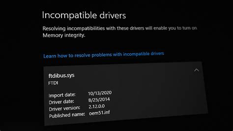 Driver incompatibility