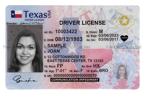 Drivers License Template Texas