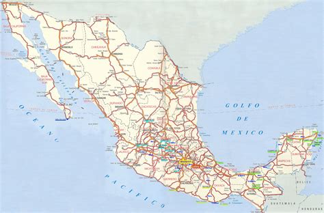 Detailed administrative and road map of Mexico. Mexico detailed