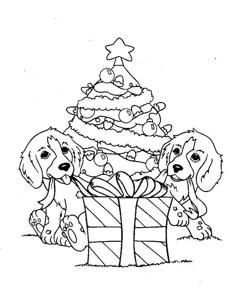 Droll Christmas Puppies To Color