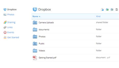 Dropbox: Interface