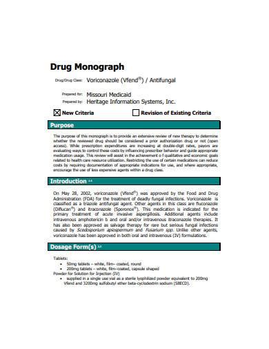 Drug Monograph Template