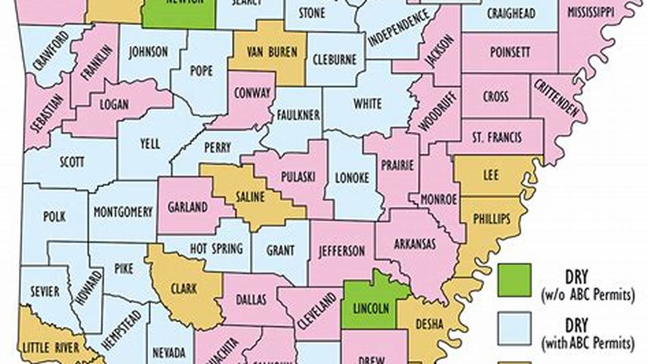 Dry County Map Arkansas 2024
