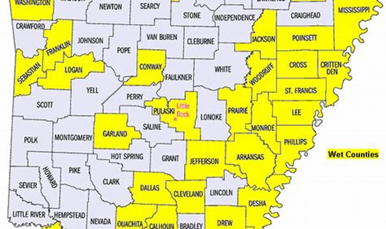 Dry County Map Arkansas 2024