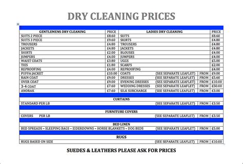 Dry Cleaning Cost