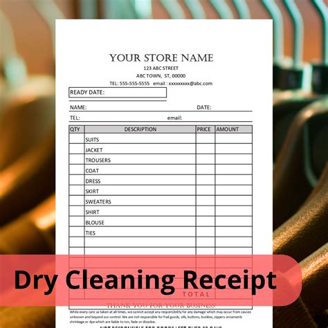 Dry Cleaning Receipt Template