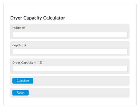 Dryer Capacity Calculator