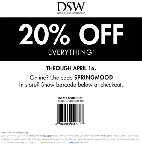 Dsw In Store Coupon Scan Free Printable