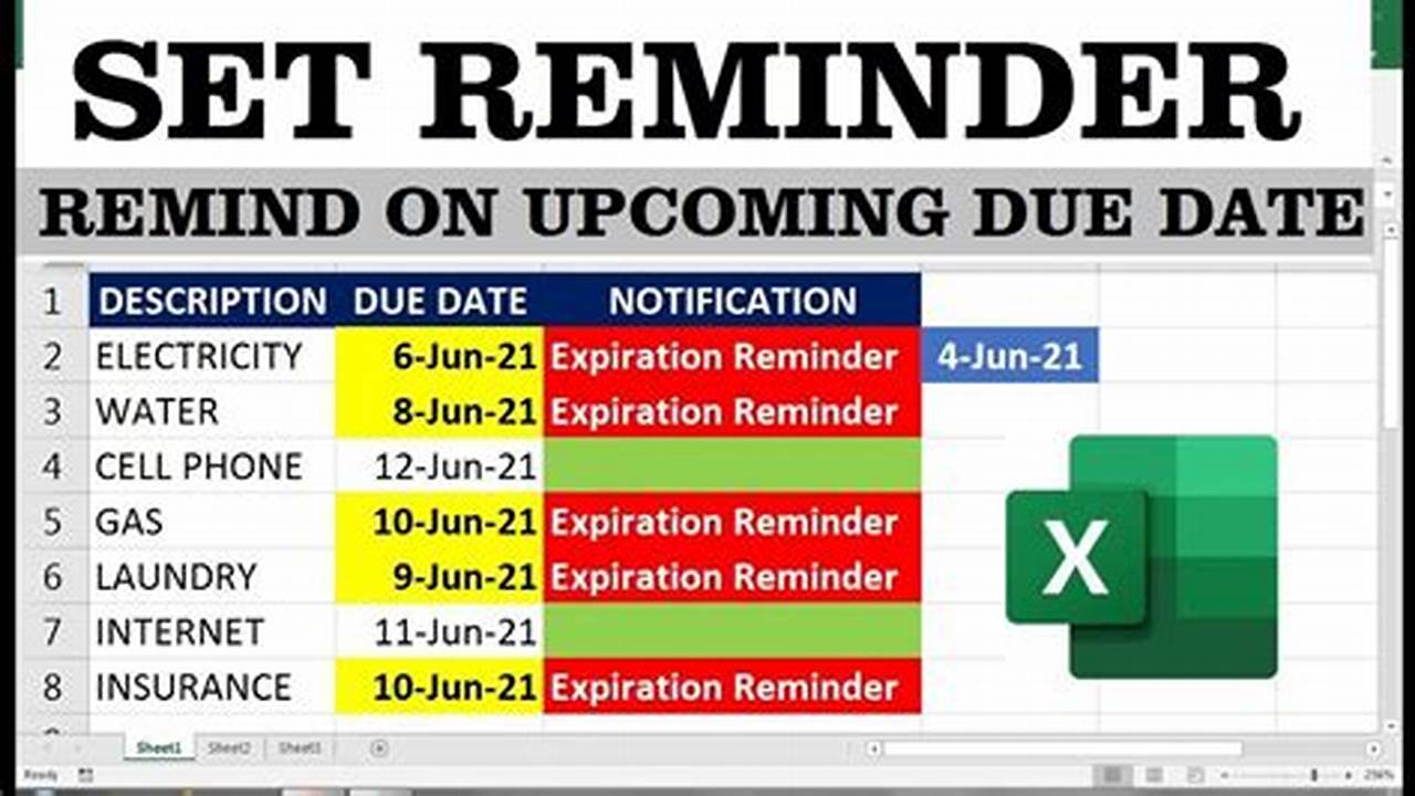 Due Date, Excel Templates