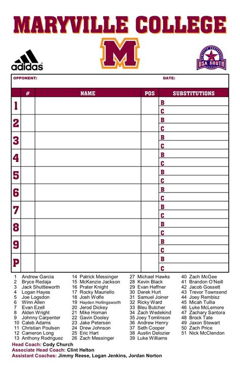 Printable Lineup Cards Free Printable Template