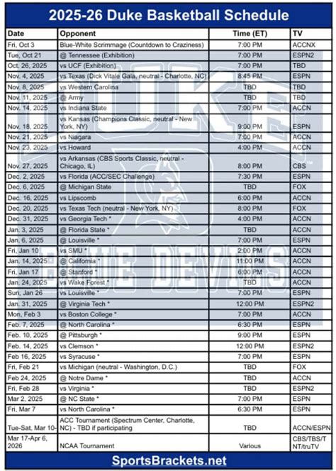Orange Tastic Duke Men's Basketball Schedule / ACC announces Men's