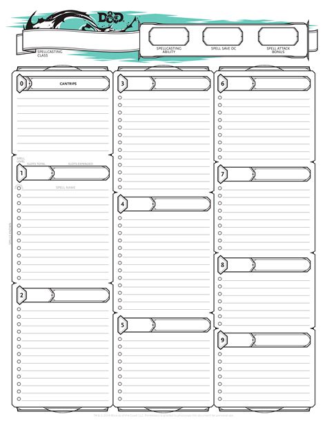 Dungeons And Dragons Spell Sheet Printable