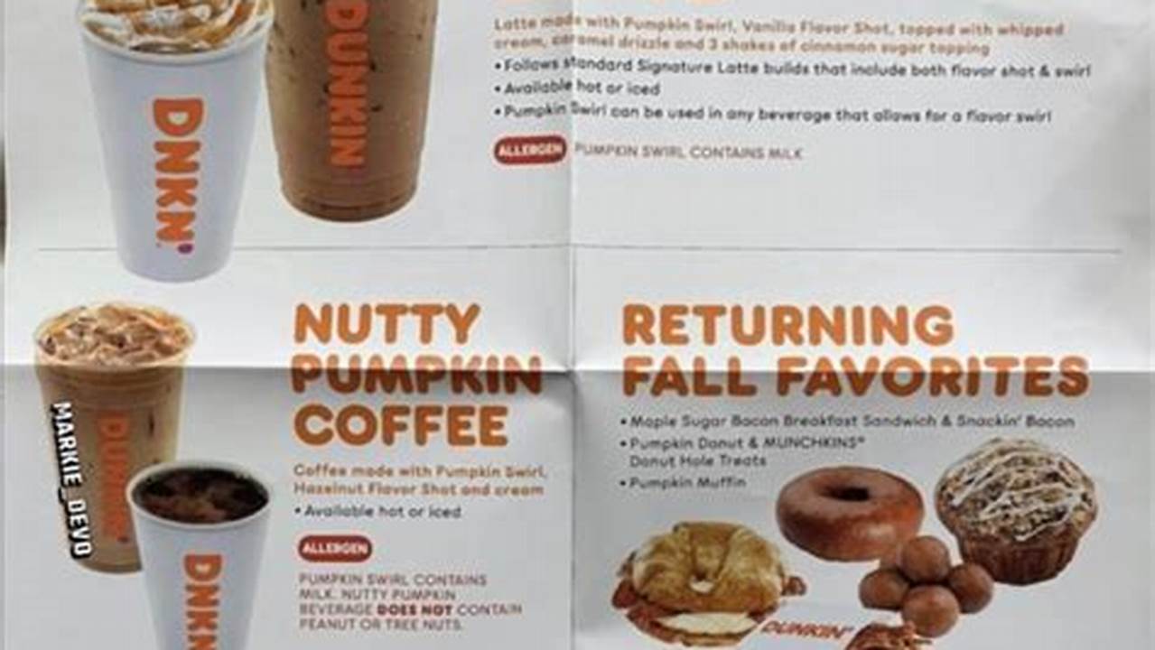 Dunkin Donuts Fall Menu 2024 Menu