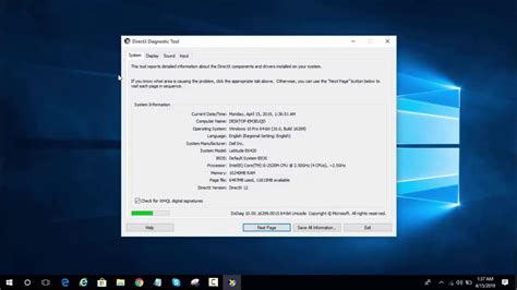 Layar DxDiag Windows Acer