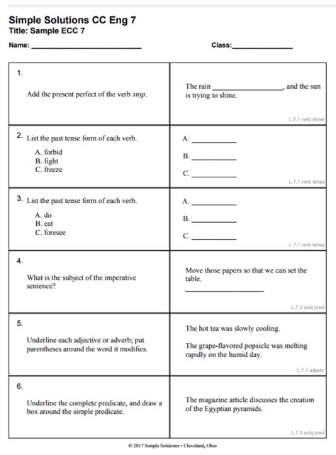 Ela Practice Test With Answer Key For Grade 3 Students