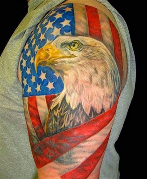 Eagle american flag tattoo on upper arm Tattoos Book