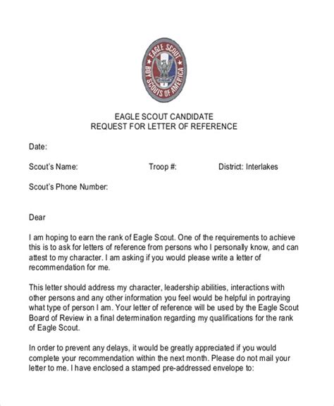 Eagle Scout Letter of Recommendation Sample Parents