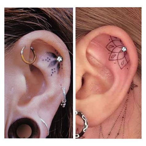 Ear Tattoo And Piercing