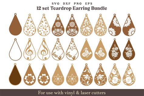 Download Earrings with Openwork Patterns. SVG Cut Files