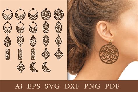Download Earrings with Openwork Patterns. SVG Easy Edite
