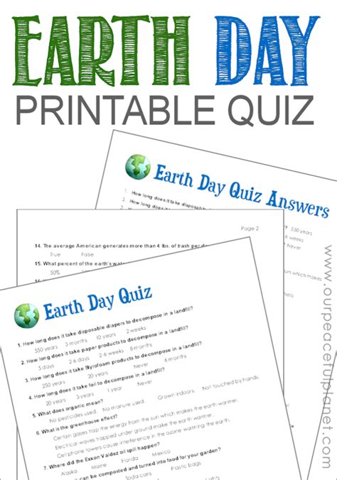 Earth Day Trivia Printable