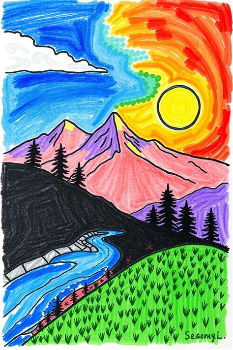 Earth Landscape Drawing