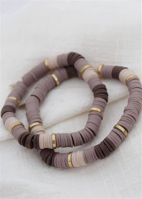 Earthy tones clay bead bracelets