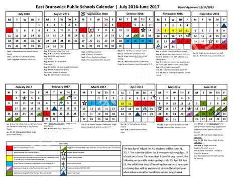 East Brunswick Calendar