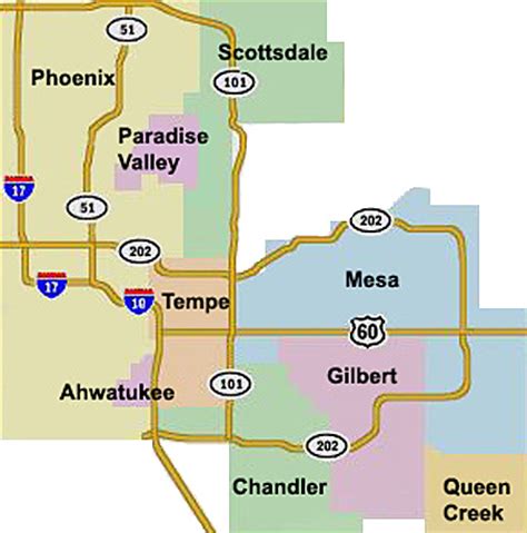 Locations of East Valley, West Valley, etc. (Phoenix, Scottsdale