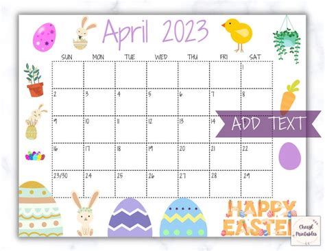 Easter Calendar Ideas