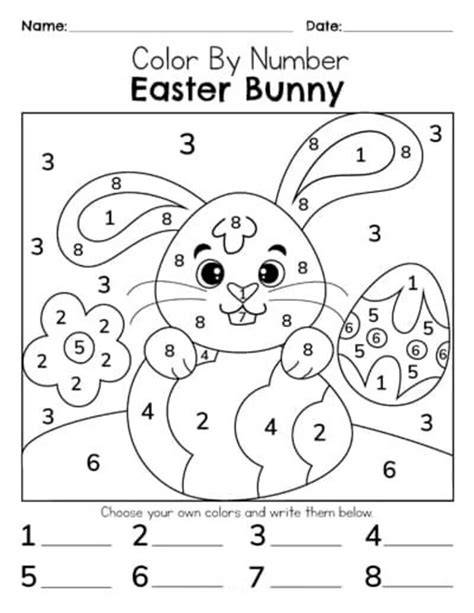 Easter Bunny Color By Number