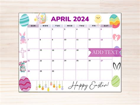 Easter Calendar 2024 Planner