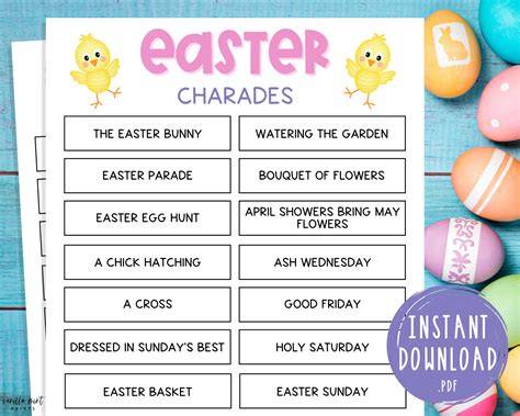 Easter Charades Word List