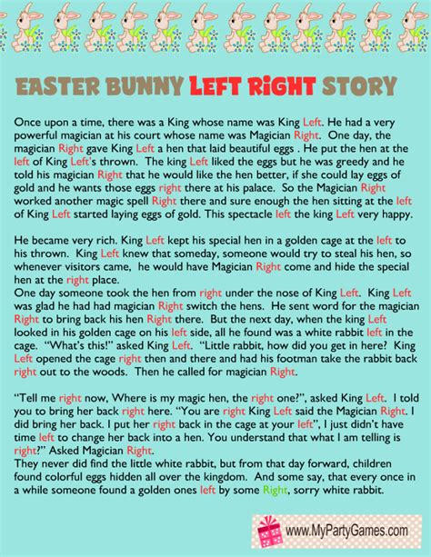 Easter Left Right Game Free Printable