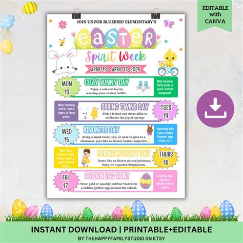Easter Spirit Week Ideas