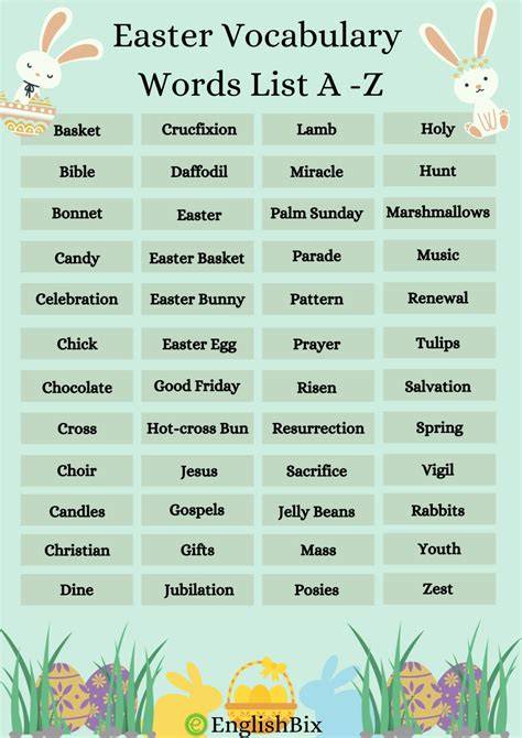 Easter Word List