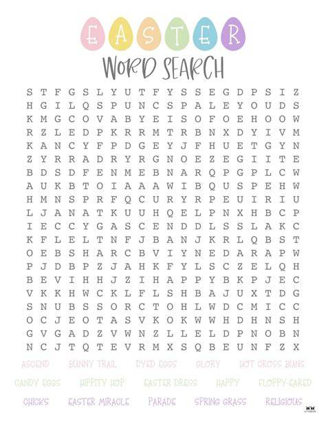 Easter Word Search Hard
