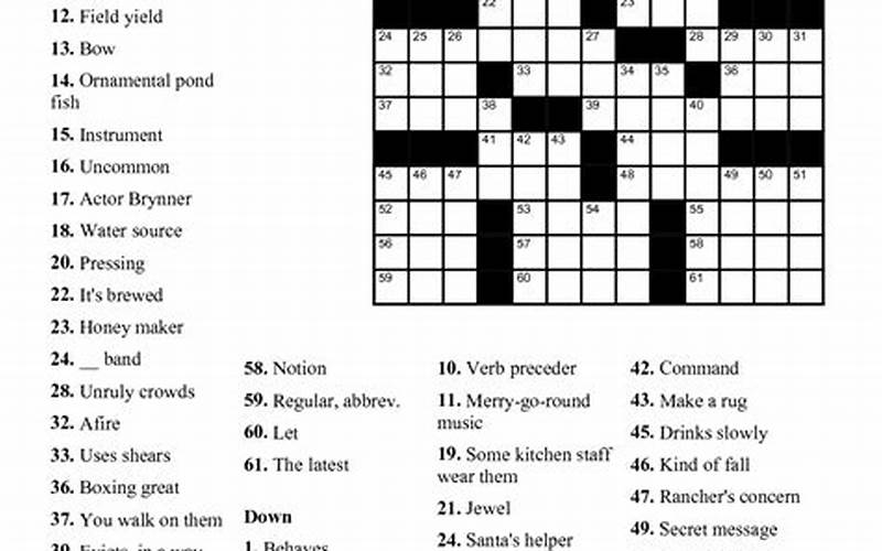 Easy Crossword Puzzle