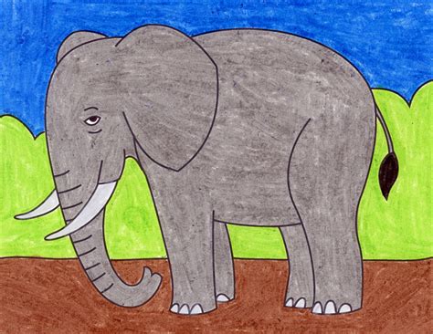 Easy How to Draw an Elephant Tutorial and Easy Elephant Coloring Page