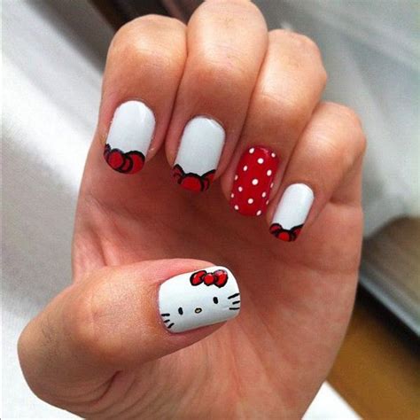 Easy Hello Kitty Nails