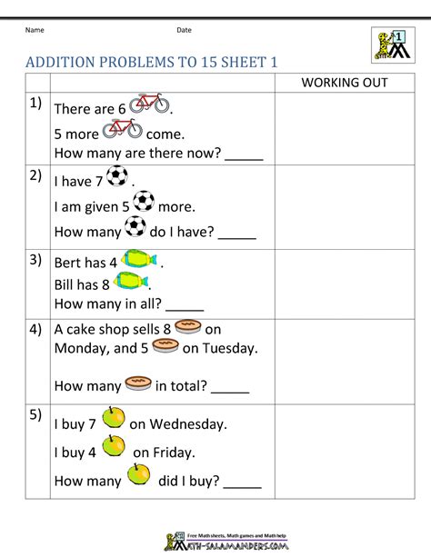 Addition Word Problems Three Worksheets / FREE Printable