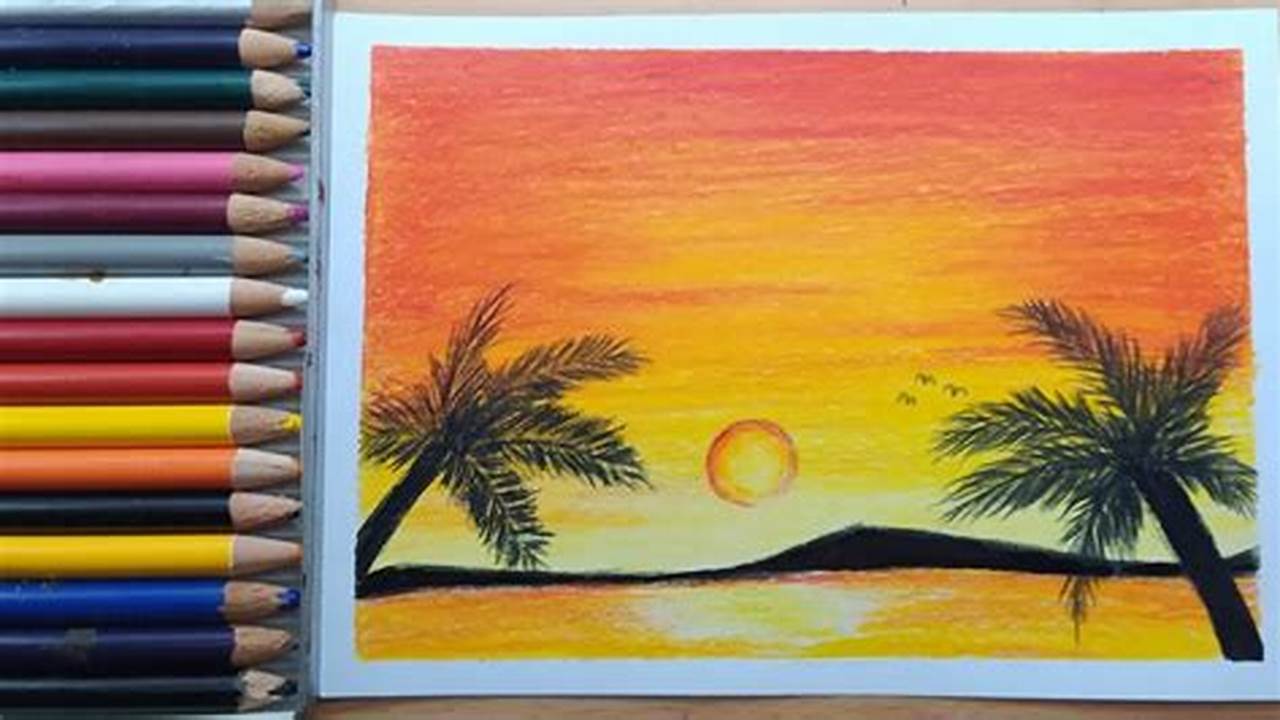 Easy Sunset With Colored Pencils