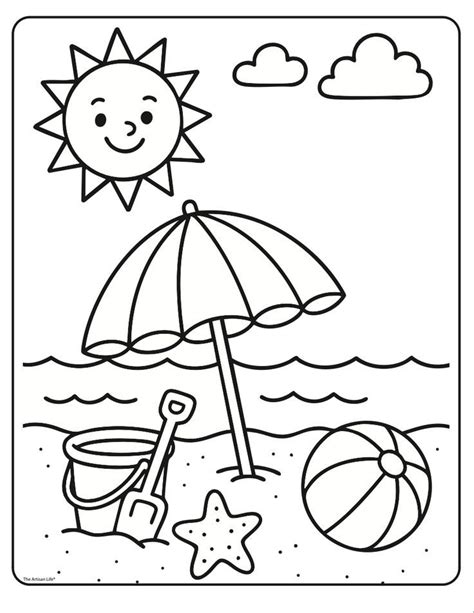 Easy Beach Coloring Pages