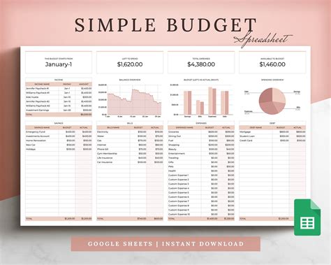 Easy Google Sheets Budget Template