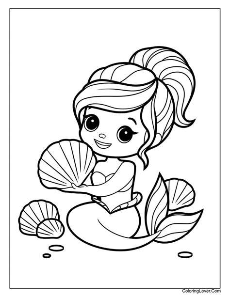 Easy Mermaid Coloring Pages