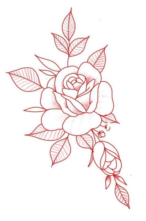 Easy Rose Tattoo Stencil