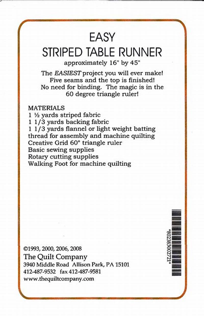 Easy Striped Table Runner Pattern Free