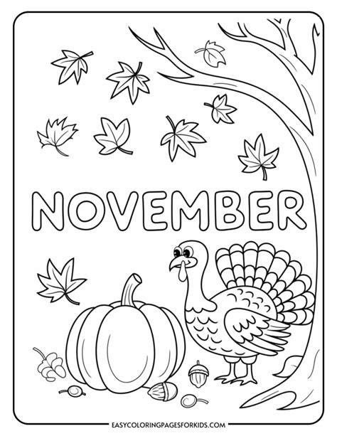 Easy Thanksgiving November Coloring Pages