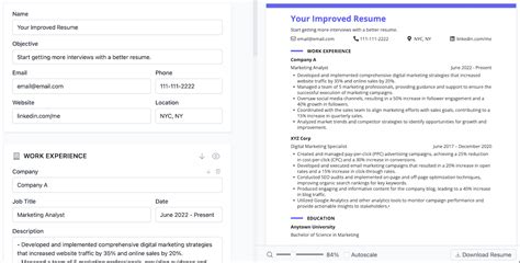 Easy to Use Resume Builder UI